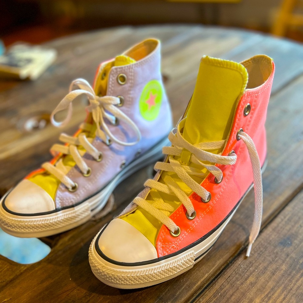 Neon color block Chucks